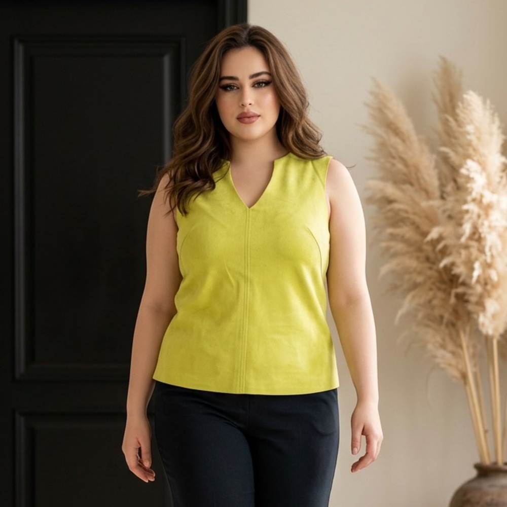 Lime Sleeveless Women's Suede Top